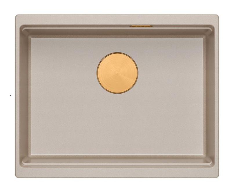 Quadri Newport II granitna vgradna umivalna korita v bež barvi 560x450mm s bakrenim čepom in izpustnim pokrovčkom 1208971764