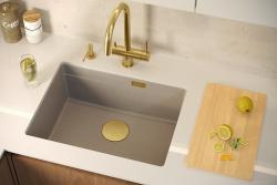 Quadri Newport II granitni vgradni umivalnik beige 560x450mm z zlatim čepom in zamaškom za odvod 1208971765