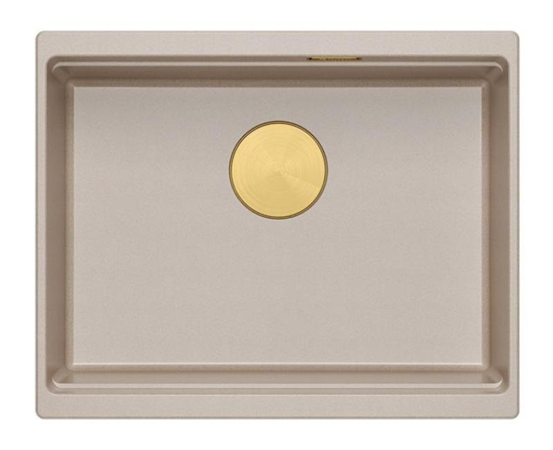 Quadri Newport II granitni vgradni umivalnik beige 560x450mm z zlatim čepom in zamaškom za odvod 1208971765