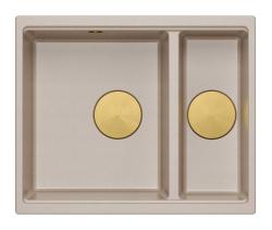 Quadri Newport II bež 1,5 umivalnik iz granita za vgradnjo in podgradnjo 555x460mm z zlatim čepom 1208971768