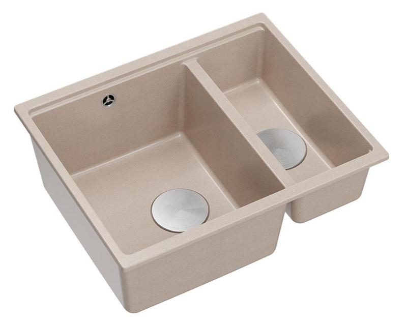 Quadri Newport II bež 1,5 umivalnik iz granita za montažo in podgradnjo 555x460mm z rjavo vtičnico 1208971769