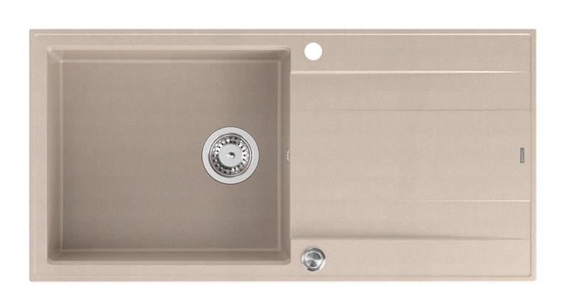 Quadri Luton pearl beige granitni nadgradni umivalnik z odcejalno površino, reverzibilen 100x50cm z rvs čepom 1208971772