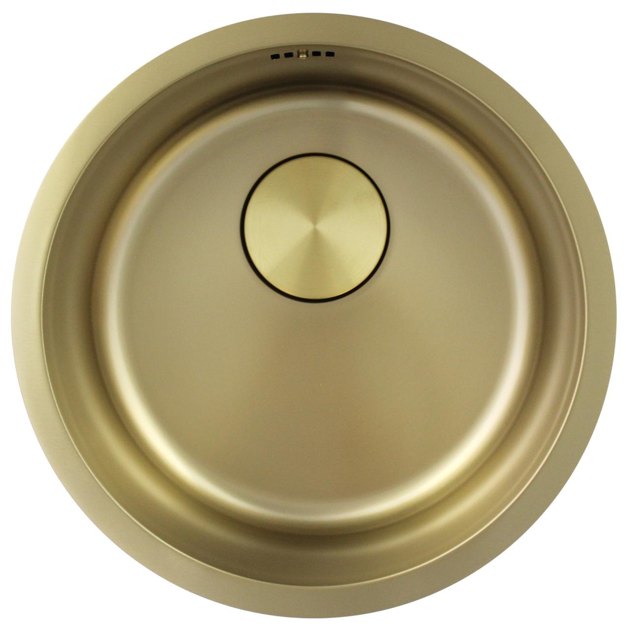 Pure.Sink Rondo Zlata Okrogla Umetnina za ravno vgradnjo, podgradnjo in nadgradnjo 38 cm PRN38-60