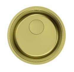 Pure.Sink Rondo Zlati okrogli umivalnik za vgradnjo v ravno površino, podgradnjo in nadgradnjo, 37 cm, RD375-Gold