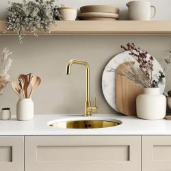 Pure.Sink Rondo Zlata Okrogla Umetnina za ravno vgradnjo, podgradnjo in nadgradnjo 38 cm PRN38-60