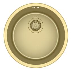 Pure.Sink Rondo Zlata Okrogla Umetnina za ravno vgradnjo, podgradnjo in nadgradnjo 38 cm PRN38-60