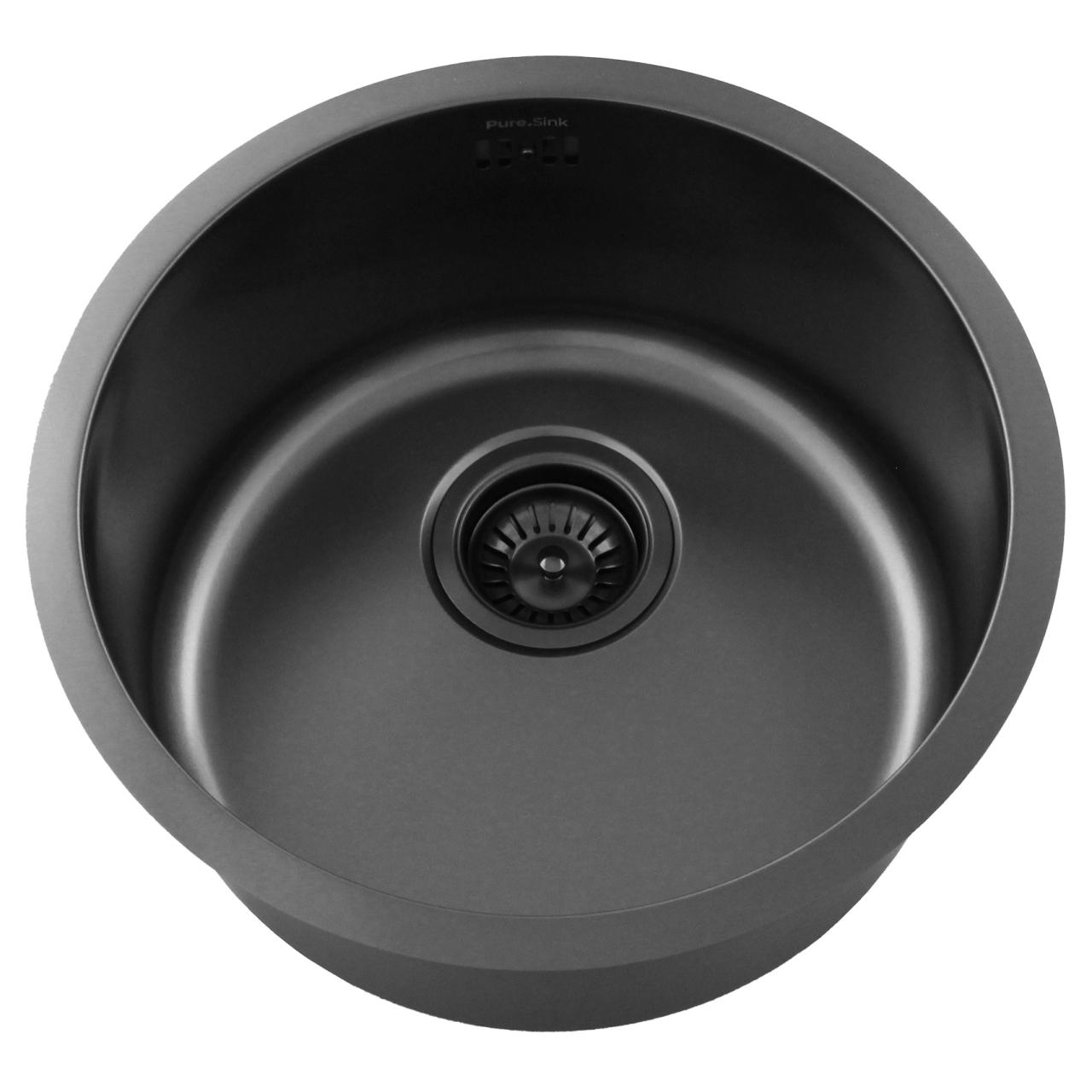 Pure.Sink Rondo Gun metal Kroglični pomivalni korito za vgradnjo, podgradnjo in nadgradnjo 38 cm PRN38-61