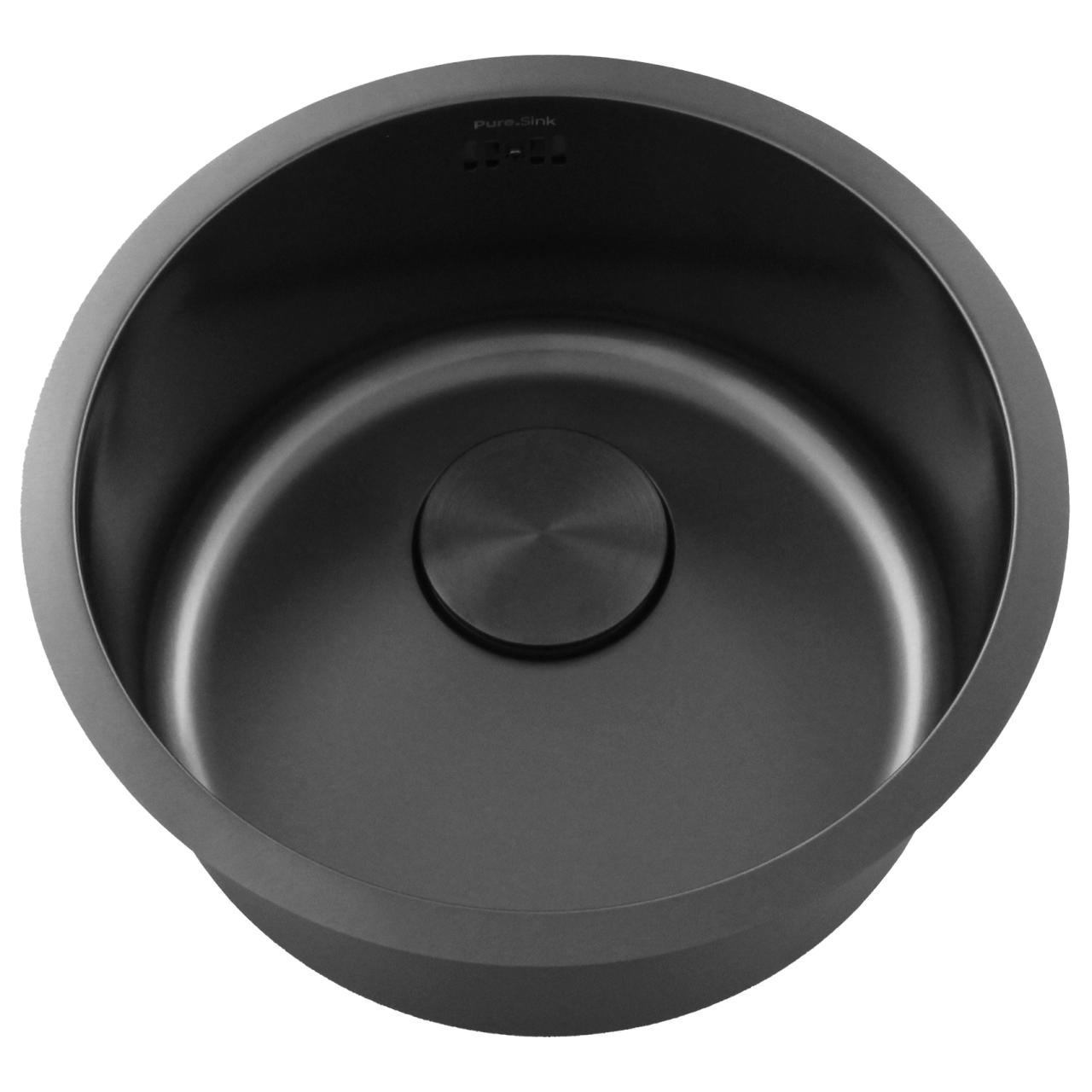 Pure.Sink Rondo Gun metal Kroglični pomivalni korito za vgradnjo, podgradnjo in nadgradnjo 38 cm PRN38-61