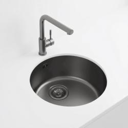 Pure.Sink Rondo Okrogel umivalnik v barvi gun metal za vgradnjo v ravno površino, podgradnjo in nadgradnjo, 37 cm RD375-GunMetal