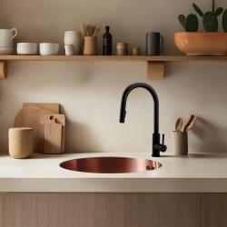 Pure.Sink Rondo Bakreni Okrogli Pomivalni Korito za površinsko vgradnjo, podgradnjo in nadgradnjo 38 cm PRN38-62