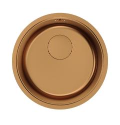 Pure.Sink Rondo Okrogel bakreni umivalnik za vgradnjo v ravno površino, podgradnjo in nadgradnjo, 37 cm, RD375-Copper