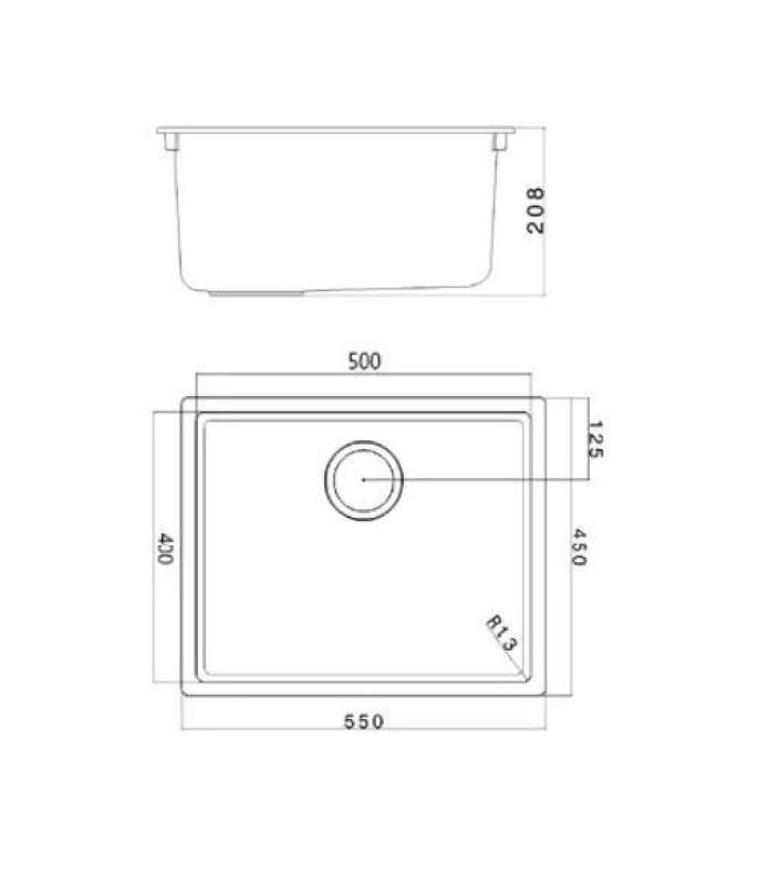 Ausmann Fibre črno pomivalno korito 50x40cm za podpultno, nadpultno in vgradno montažo z avtomatskim zlatim čepom 1208971859