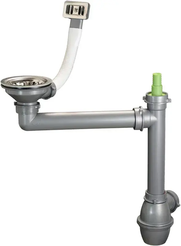 Ausmann Odtočni set iz nerjavečega jekla s kvadratnim prelivom vključno s sifonom za enojno pomivalno korito 1208971877