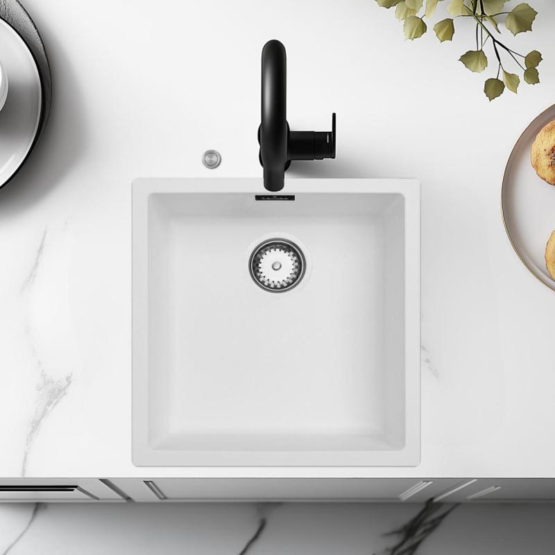 Ausmann Fiber bela umivalna korita 40x40cm podgradnja, nadgradnja in vgradnja s samodejno rvs vtičnico 1208971891