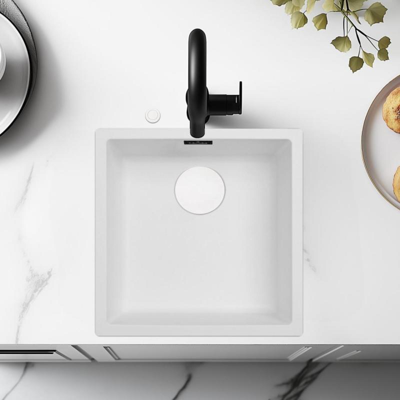 Ausmann Fiber bela pomivalna korita 40x40cm vgradnja, nadgradnja in poravnava z avtomatskim belim čepom 1208971896