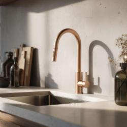 Pure.Sink Elite Steel Stream-S kuhinjska pipa PVD baker z izvlečnim izlivom PS8045-62