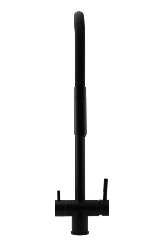 Pure.Sink Elite Steel Flex 3-smer Mat črni kuhinjski pipo s prilagodljivim izlivom in filtrirano vodo PS8110-10