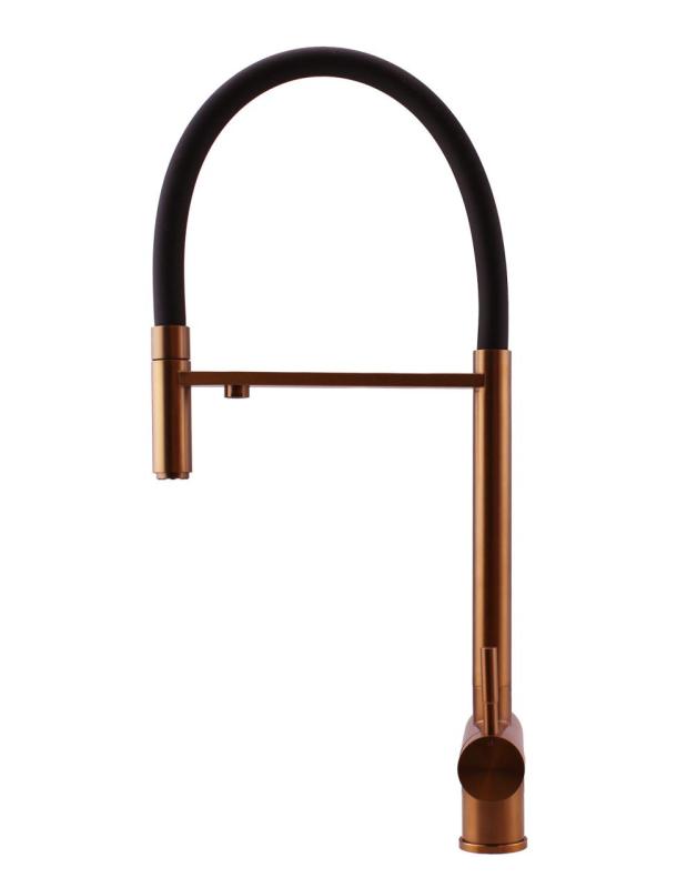 Pure.Sink Elite Steel Flex 3-smer PVD bakren kuhinjski kran z gibljivim izlivom in filtrirano vodo PS8110-62