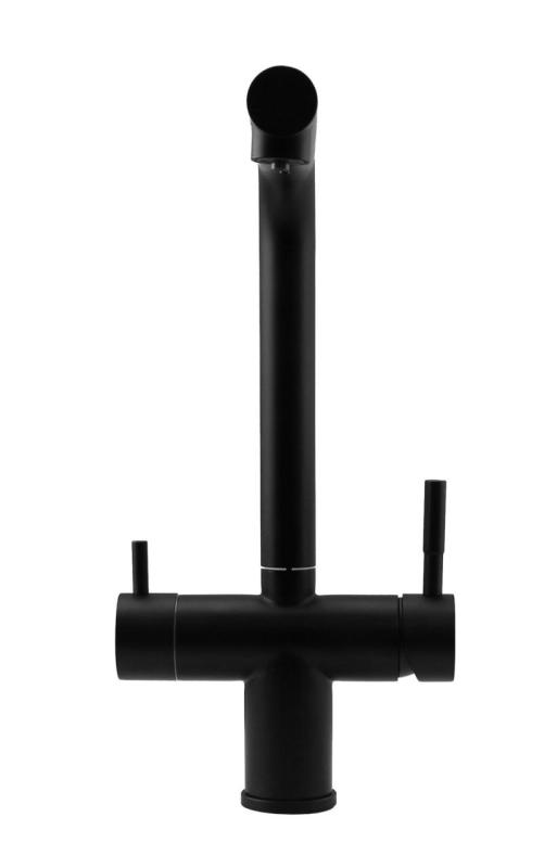 Pure.Sink Elite Steel Clear-S Mat črna 3-smerna kuhinjska pipa z izvlečnim izlivom in filtrirano vodo PS8120-10