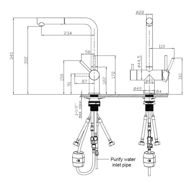 Pure.Sink Elite Steel Clear-S Mat črna 3-smerna kuhinjska pipa z izvlečnim izlivom in filtrirano vodo PS8120-10