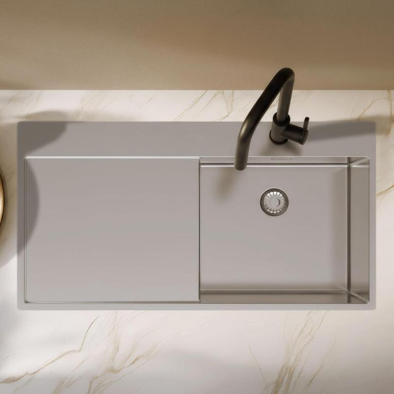 Pure.Sink Exclusivo Nerjaveče jeklo pomivalno korito z odkapnim delom 100x52 cm Tapwing desno PEX47100RT-02