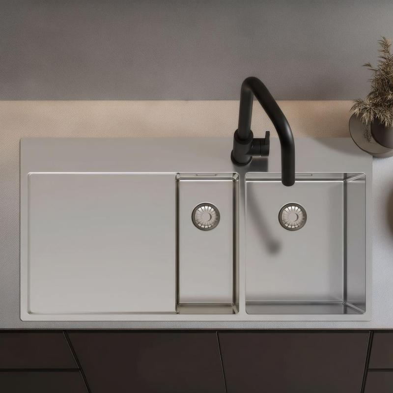 Pure.Sink Exclusivo Nerjaveče jeklo 1,5  pomivalno korito z odkapnim delom 100x52 cm Tapwing desno PEX3418100RT-02