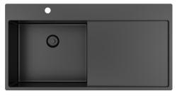 Pure.Sink Exclusivo Gun metal pomivalno korito z odkapnim delom 100x52 cm Tapwing levo PEX47100LT-61
