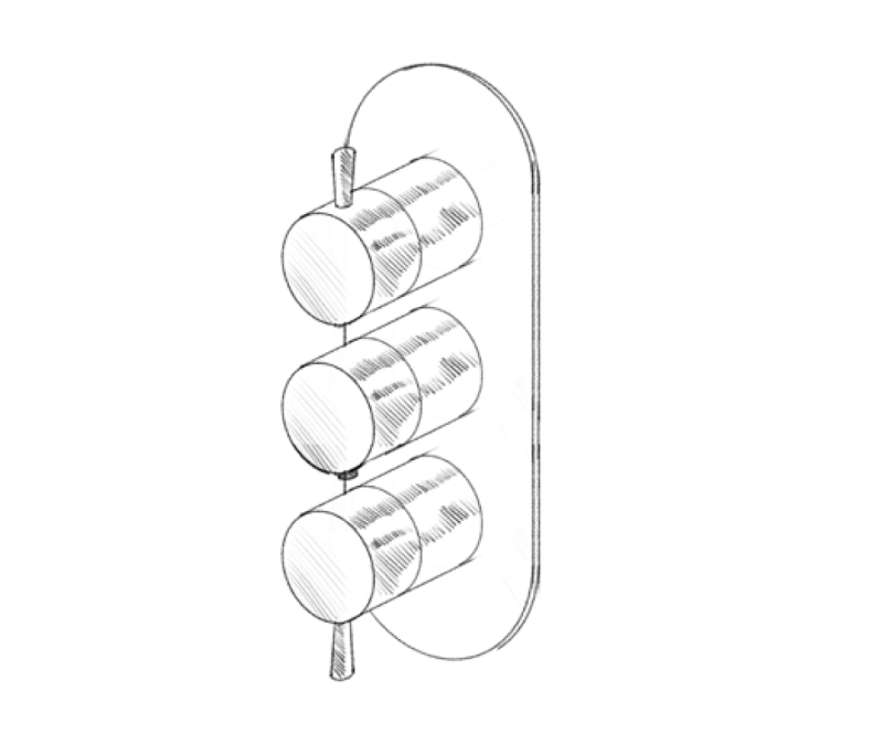 MURO TUA vgradni mešalni ventil za steno z 2 zapornimi ventili, krom M1.B34.S.CR