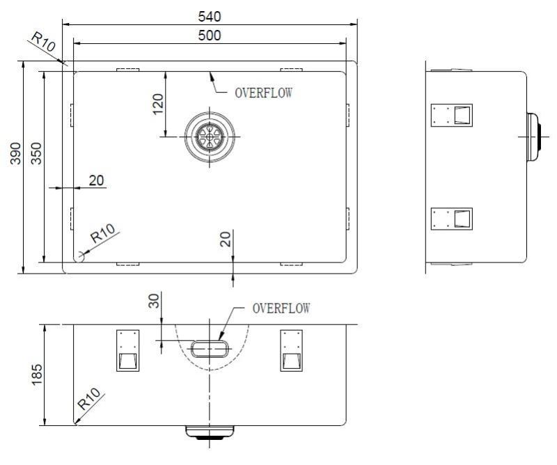 Pure.Sink Exclusivo Posebna 35 cm dolga zlata pomivalna korita 50 x 35 cm, polmer 10 mm PEX5035-60