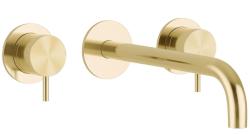 Waterevolution Flow 3-luknjasta vgradna umivalna baterija PVD belo zlato z izlivom 15 cm T1163FWGE-15