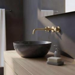 Waterevolution Flow 3-luknjasta vgradna umivalna baterija PVD belo zlato z izlivom 25 cm T1163FWGE-25