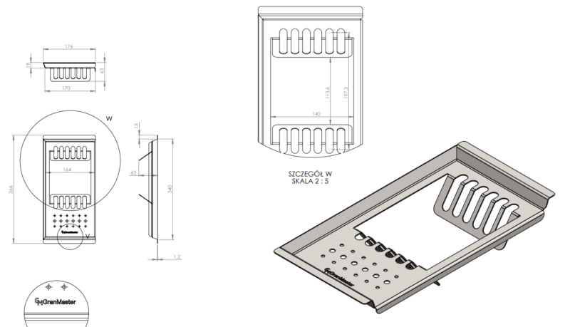 Massimo Dodatek Pladenj Črna mat 366x176x63mm