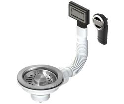 Pure.Sink Universal komplet čopičastih pokrovčkov iz nerjavečega jekla, komplet odtočnih cevi za pomivalno korito, vključno z okroglim in pravokotnim prelivom WSTMAN-02