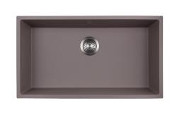 GraniteMy Universal veliko granitno umivalno korito v barvi taupe, 74 x 40 cm, za vgradnjo na površino, pod pult ali v pult, z zapiralko iz nerjavečega jekla 1208972249