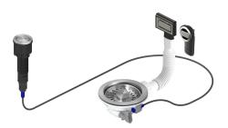 Pure.Sink Universal Nerjaveče jeklo odtočni komplet vključuje pritiskalni gumb z zamaškom, pravokotni in okrogel preliv WSTAUT-02