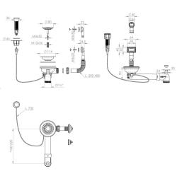 Pure.Sink Universal Mat črn odtokovni komplet, vključno s pritisknim gumbom za odtok z zamaškom, pravokotnim in okroglim prelivom WSTAUT-31