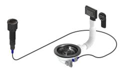 Pure.Sink Universal Gun metal Odtočni set vključuje pritiskalni gumb z zamaškom, pravokotni in okrogel preliv WSTAUT-61