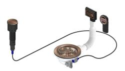 Pure.Sink Universal Kupec Odtočni komplet vključuje pritiskalni gumb z zamaškom, pravokotni in okrogel preliv WSTAUT-62