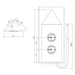 Indux Corner Еnergiezuil z 2 vtičnicami Randaarde Hoek Koper 1208972287