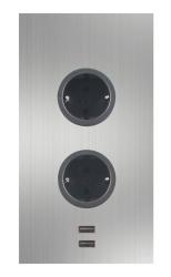 Indux Corner Energijski stolp z 2 vtičnicami z ozemljitvijo in 2 x USB polnilnikom iz nerjavečega jekla 1208972296