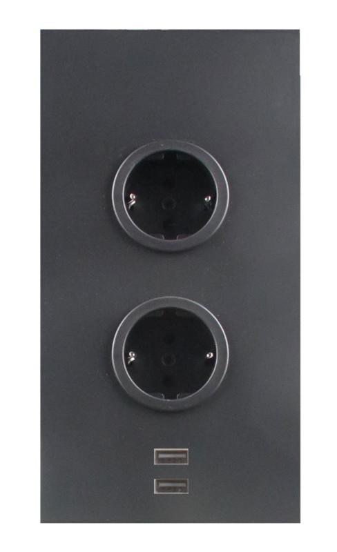 Indux Corner Energijski stolp z 2 vtičnicami, ozemljitvijo in 2 x USB polnilnikom Črn 1208972297