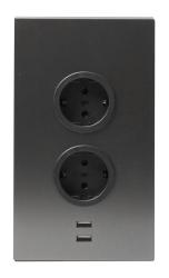 Indux Corner Energijski stolp z 2 vtičnicami z ozemljitvijo in 2 x USB polnilnikom Gun metal 1208972299