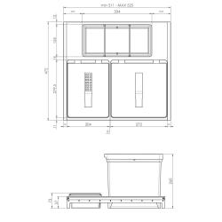 Indux Sort Odpadni sistem 2-delni Ročni upravljalnik za izvlečne predale 1208972319