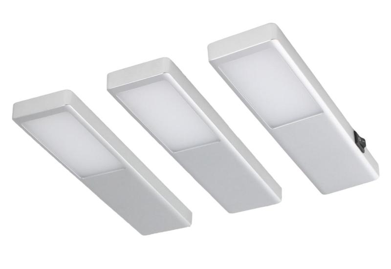 Indux Nivo Kuhinjska LED-svetilka Set 3x3 W s centralnim stikalom Alu-look 1208972334