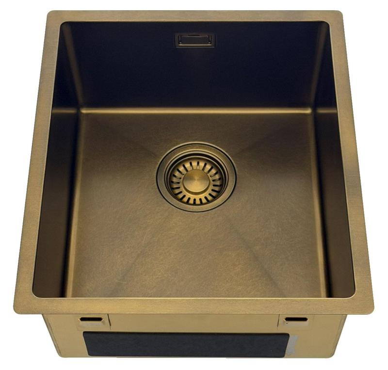 Pure.Sink Luxion PVD Antique Bronzen pomivalno korito 36x40 cm za vgradnjo pod pult, vgradnjo v pult in vgradnjo na pult  z dnom PLX3640-64