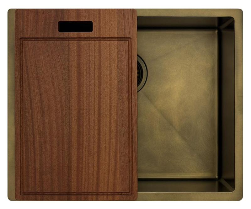 Pure.Sink Luxion PVD Antique Bronzen pomivalno korito 50x40 cm za vgradnjo pod pult, vgradnjo v pult in vgradnjo na pult z dnom PLX5040-64