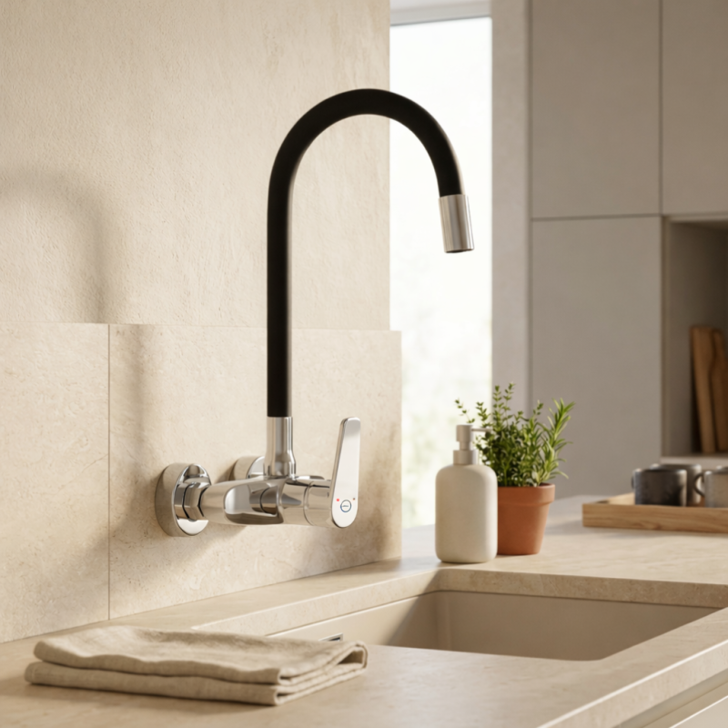 Aquanello Casa Stenna kuhinjska pipa iz kroma z visokim fleksibilnim izlivom CR-1301-CS