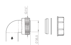 Pure.Sink Komplet za sifonski koleno za Veliko Britanijo z matico in tesnili 40 mm WSTSUK-32