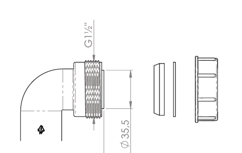 Pure.Sink Komplet za sifonski koleno za Veliko Britanijo z matico in tesnili 40 mm WSTSUK-32