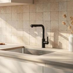 Graniteland Celeste Kuhinjska mešalna baterija, črna, z izvlečnim izlivom in dvojno funkcijo ročne tuš kabine 1208972454